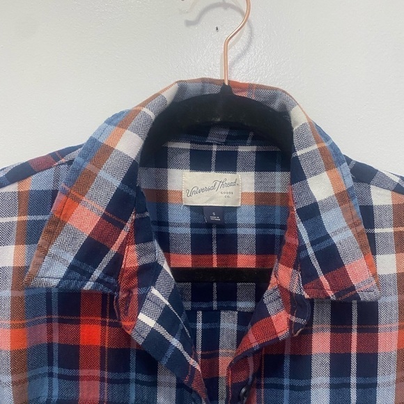 Universal Thread Blue Plaid Buttoned Down Shirt Dress - Picture 4 of 7